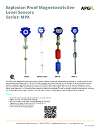 Thumbnail of document Data Sheet - MPX-R EX Magnetostrictive Float Level Transmitter